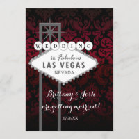 Las Vegas Red Black Damask Einladung
