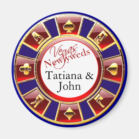 Las Vegas Red Blue Gold Casino Magnet (Vorne)