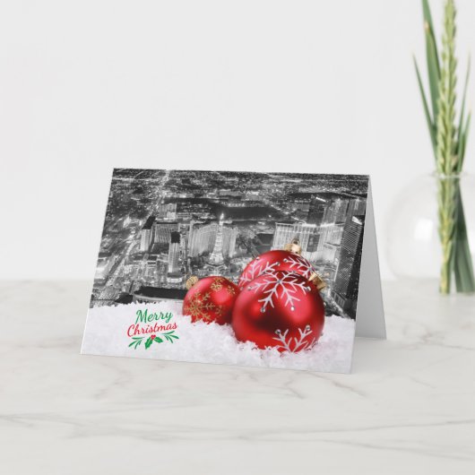 Las Vegas Red Ornaments Weihnachtskarte Dankeskarte (Vorderseite)