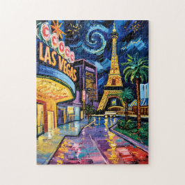 Las Vegas Reise Van Gogh Stil Casino Nacht Stadt  Puzzle