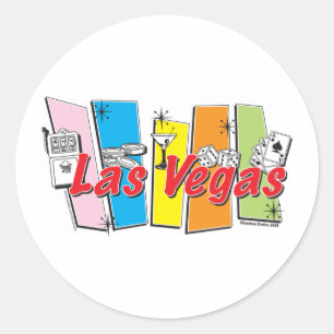 Las Vegas Retro Runder Aufkleber