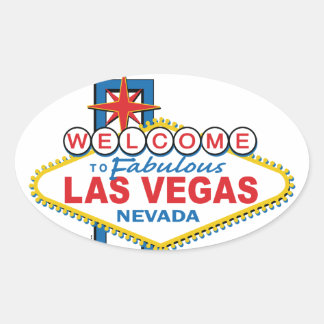 Las Vegas Retro Sign Ovaler Aufkleber
