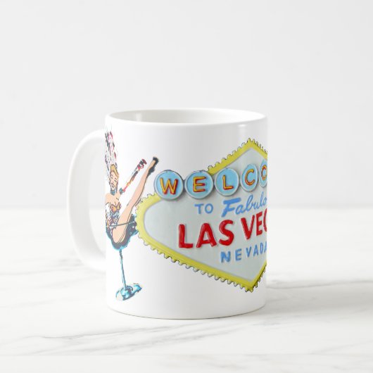 Las Vegas-Revuegirl und -zeichen Kaffeetasse (Vorderseite Links)
