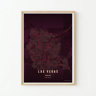 Las Vegas Ruby Poster Druck Nevada Karte Wandkunst