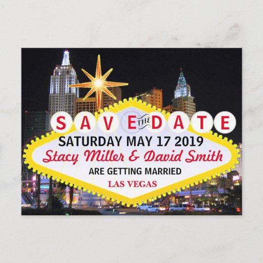 Las Vegas Save the Date Ankündigungspostkarte (Vorderseite)