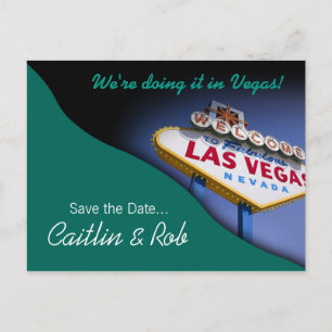Las Vegas Save the Date (aquamarin) Ankündigungspostkarte
