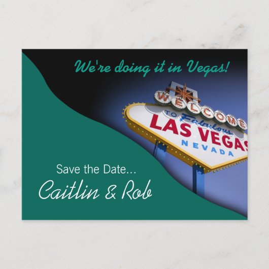Las Vegas Save the Date (aquamarin) Ankündigungspostkarte (Vorderseite)