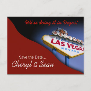 Las Vegas Save the Date (dunkelrot) Ankündigungspostkarte