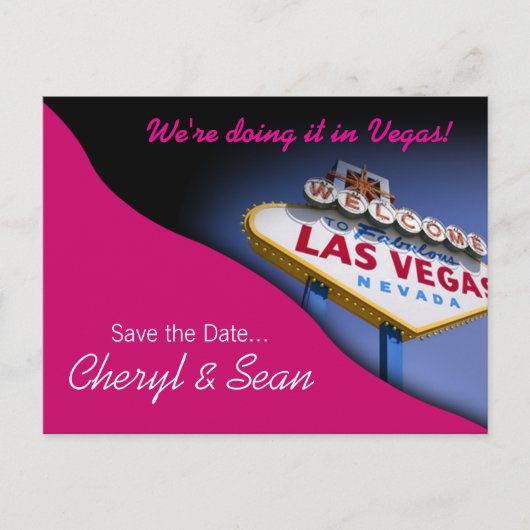 Las Vegas Save the Date (Fuschia) Ankündigungspostkarte (Vorderseite)