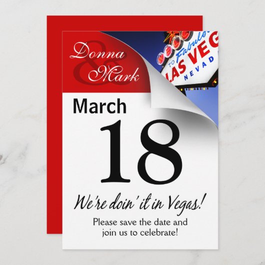 Las Vegas Save the Date Kalenderseite (Vorne/Hinten)