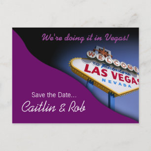 Las Vegas Save the Date (lila) Ankündigungspostkarte