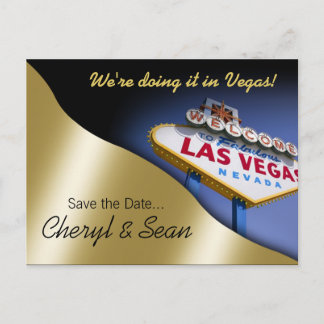 Las Vegas Save the Date (Metallgold) Ankündigungspostkarte