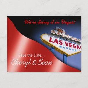 Las Vegas Save the Date (metallisches Rot) Ankündigungspostkarte