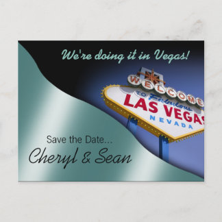 Las Vegas Save the Date (metallisches Wasser) Ankündigungspostkarte