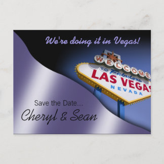 Las Vegas Save the Date (Metalllila) Ankündigungspostkarte