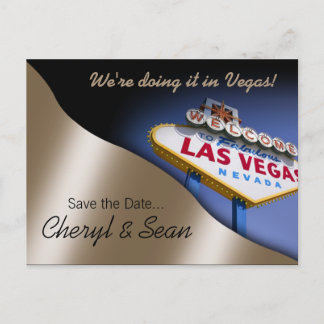 Las Vegas Save the Date (Metallpfirsich) Ankündigungspostkarte