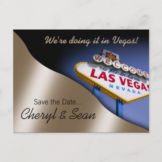 Las Vegas Save the Date (Metallpfirsich) Ankündigungspostkarte (Vorderseite)