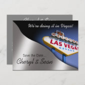 Las Vegas Save the Date (Metallsilber) Ankündigungspostkarte (Vorne/Hinten)
