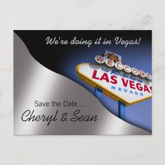 Las Vegas Save the Date (Metallsilber) Ankündigungspostkarte (Vorderseite)