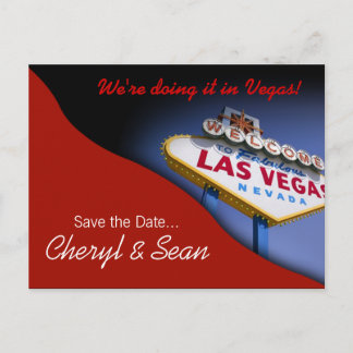 Las Vegas Save the Date (Tomatenrot) Ankündigungspostkarte