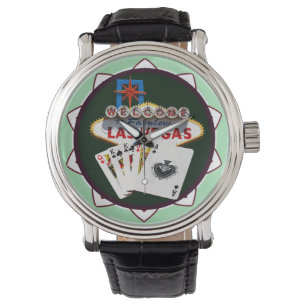 Las Vegas-Schild und Two Kings Pokerchip Armbanduhr