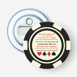 Las Vegas Schwarz-weiß Poker Chip Save the Date Flaschenöffner