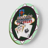Las Vegas Sign And Two Kings Poker Chip Große Wanduhr (Winkel)