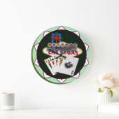 Las Vegas Sign And Two Kings Poker Chip Große Wanduhr (Zuhause)