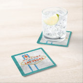 Las Vegas Sign Aqua Border Rechteckiger Pappuntersetzer (Vor Ort)