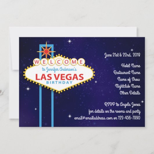 Las Vegas Sign Birthday Party Einladung (Vorderseite)