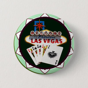Las Vegas Sign & Cards Poker Chip Button
