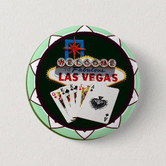 Las Vegas Sign & Cards Poker Chip Button