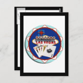 Las Vegas Sign & Cards Poker Chip Postkarte (Vorne/Hinten)
