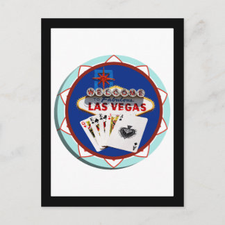 Las Vegas Sign & Cards Poker Chip Postkarte