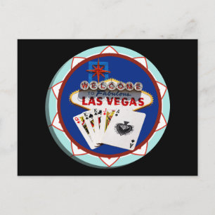 Las Vegas Sign & Cards Poker Chip Postkarte