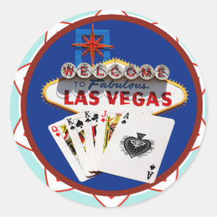 Las Vegas Sign & Cards Poker Chip Runder Aufkleber