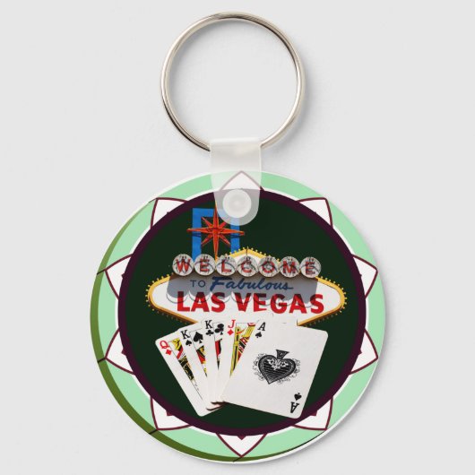 Las Vegas Sign & Cards Poker Chip Schlüsselanhänger (Vorderseite)