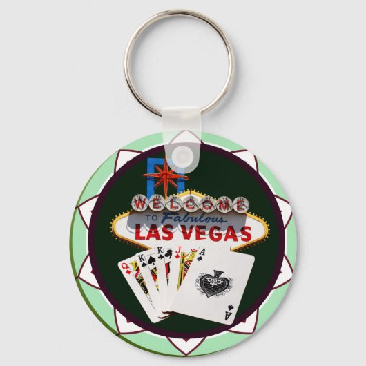 Las Vegas Sign & Cards Poker Chip Schlüsselanhänger (Vorderseite)
