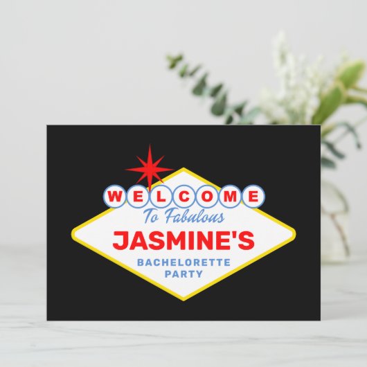 Las Vegas Sign Casino Junggeselinnen-Abschied Einladung (Stehend Vorderseite)