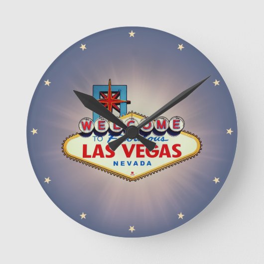 Las Vegas Sign Clock Runde Wanduhr (Vorderseite)
