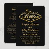 Las Vegas Sign in Gold Wedding Einladung (Vorne/Hinten)