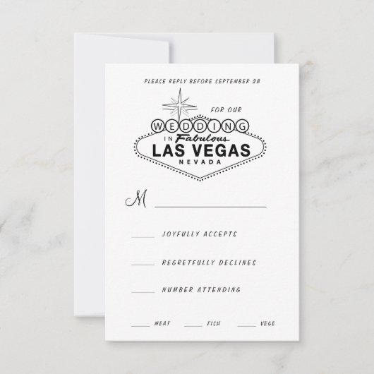 Las Vegas Sign Retro Wedding RSVP Karte (Vorderseite)