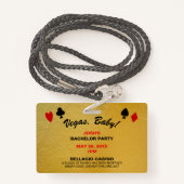 Las Vegas Sign VIP Pass Bachelor Party Einladung Ausweis (Rückseite mit Schlüsselband)