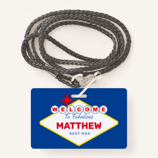 Las Vegas Sign VIP Pass Bachelor Party Einladung Ausweis (Vorderseite mit Schlüsselband)