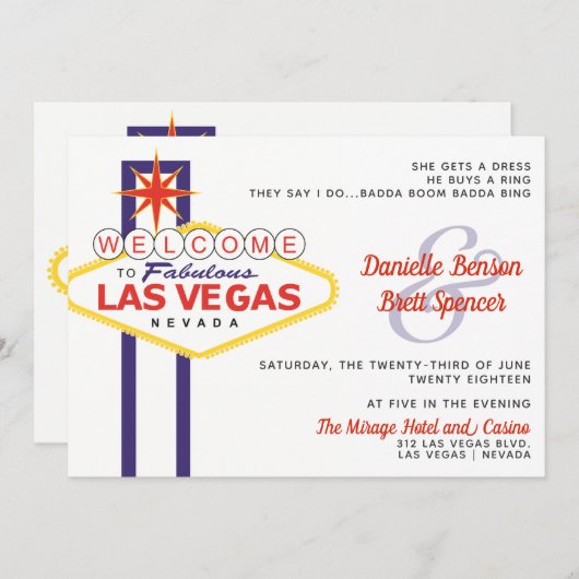 Las Vegas Sign Wedding Einladung (Vorne/Hinten)