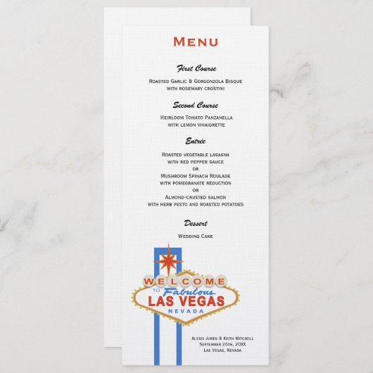 Las Vegas Sign Wedding Menu Menükarte (Vorne/Hinten)