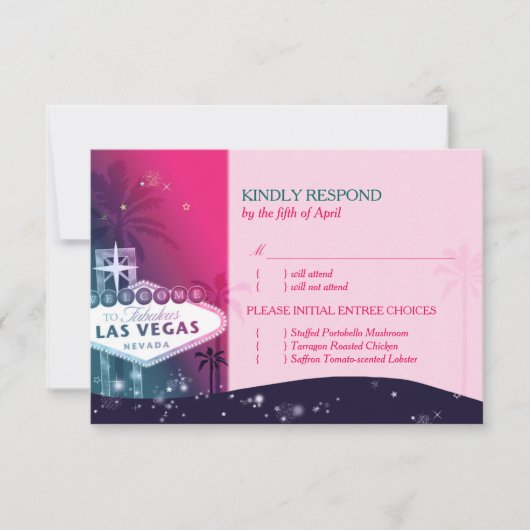 Las Vegas Sign Wedding Menü UAWG RSVP Karte (Vorderseite)