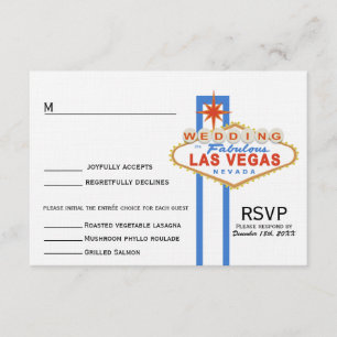 Las Vegas Sign Wedding Response Card (mit Menü) RSVP Karte