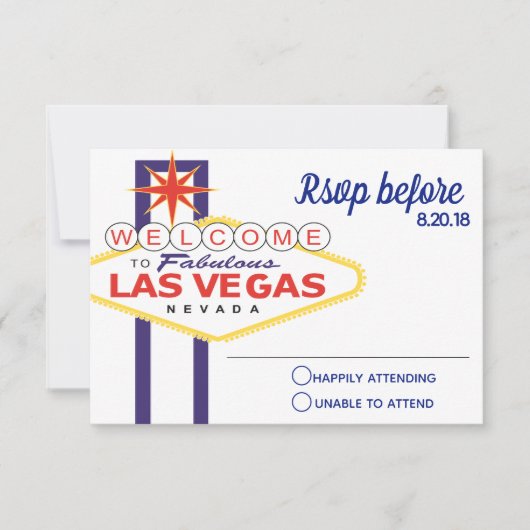 Las Vegas Sign Wedding RSVP Karte (Vorderseite)