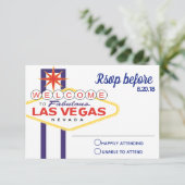 Las Vegas Sign Wedding RSVP Karte (Stehend Vorderseite)